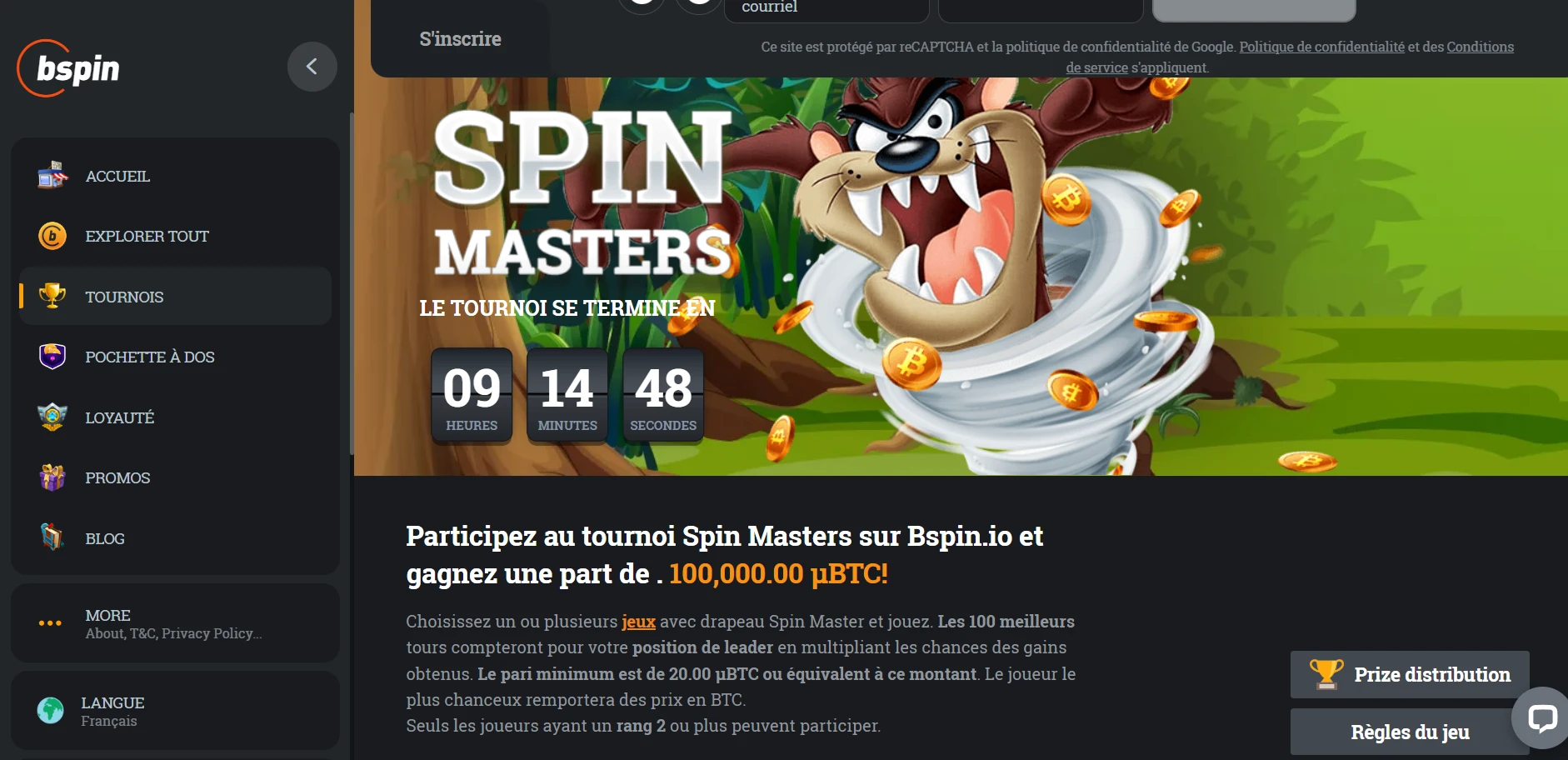 Bspin.io Casino Screenshot