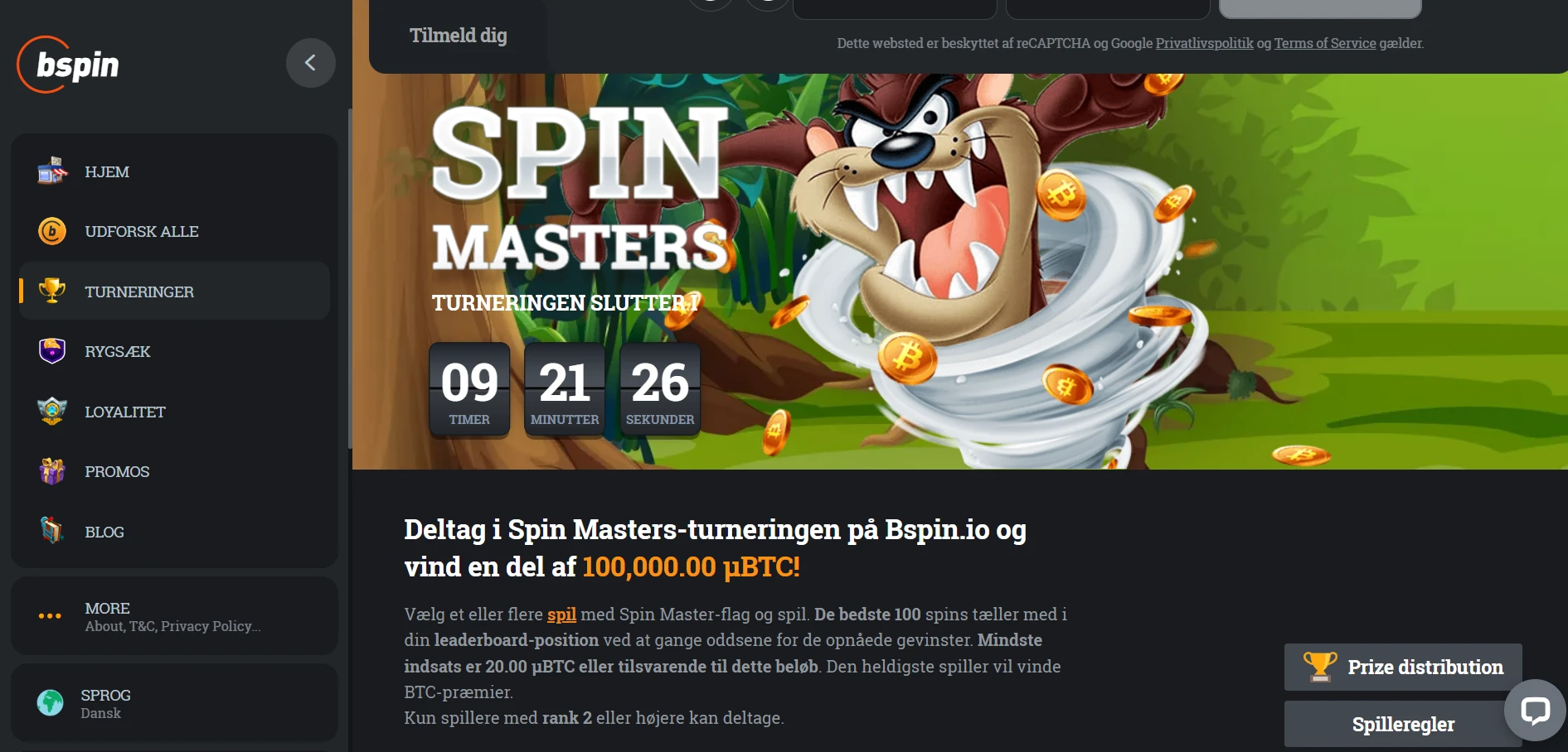 Bspin.io Casino Screenshot