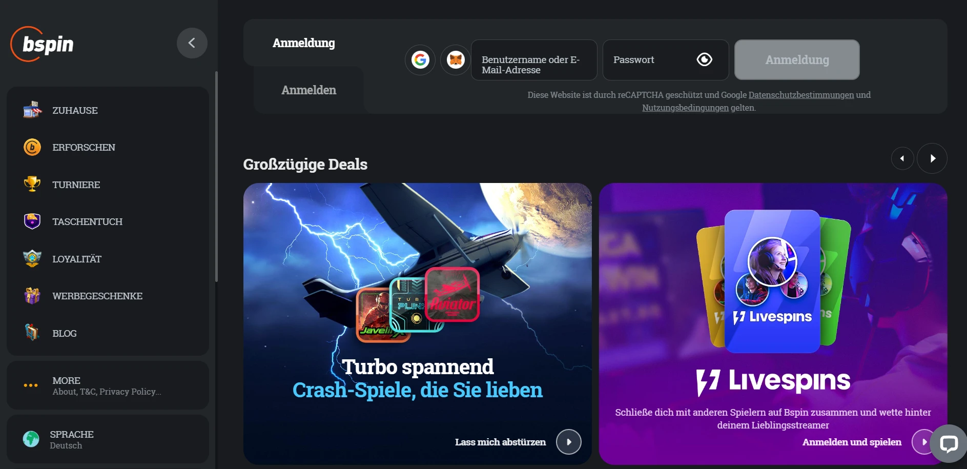 Bspin.io Casino Screenshot