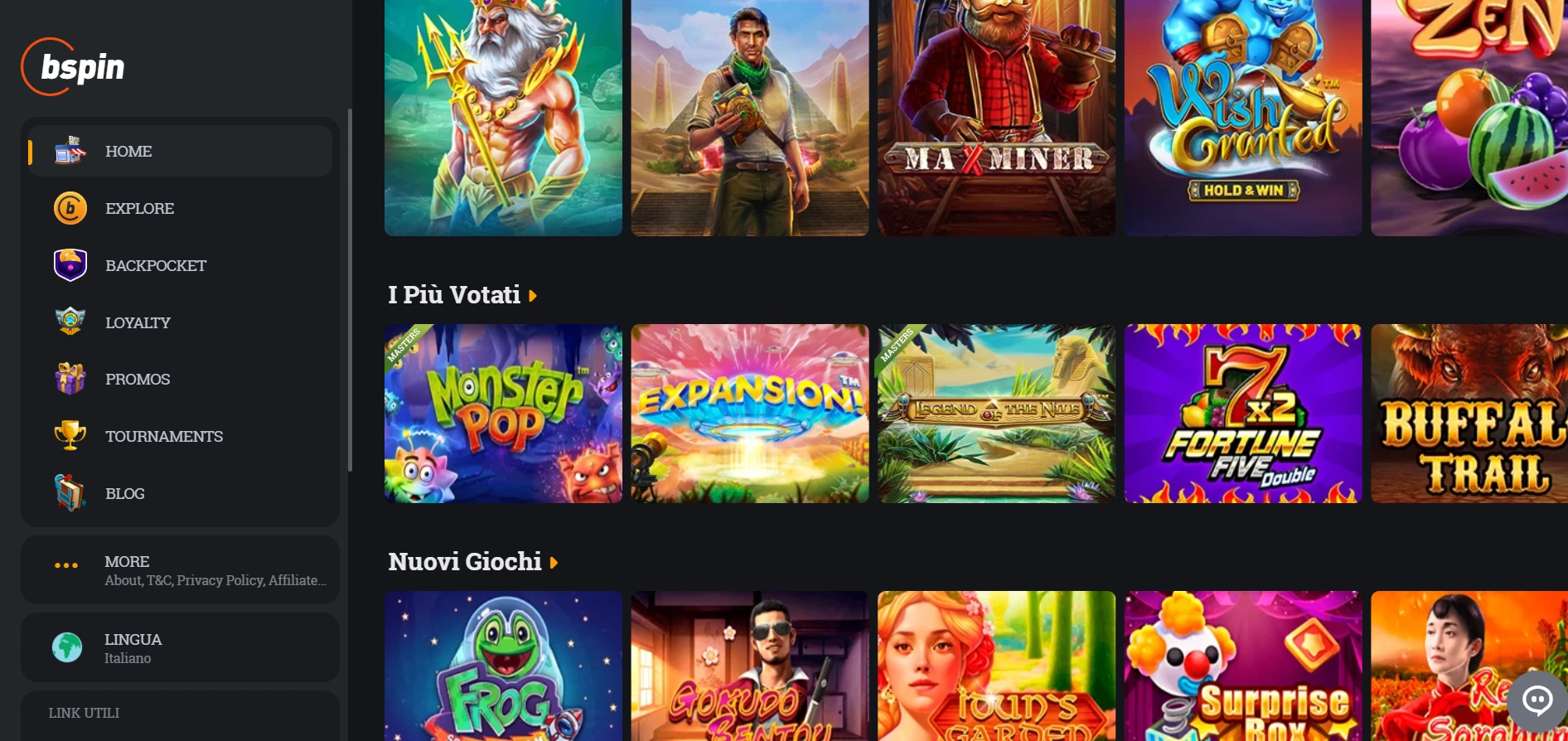 Bspin.io Casino Screenshot
