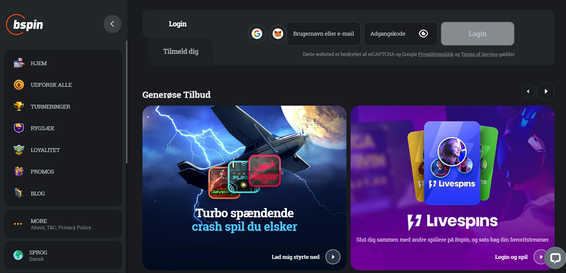 Bspin.io Casino Screenshot