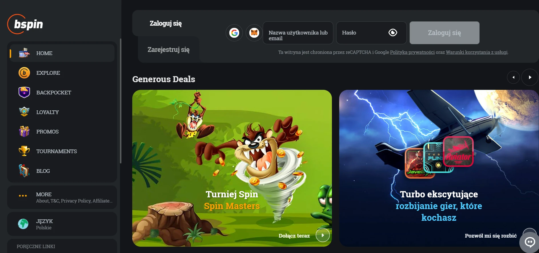 Bspin.io Casino Screenshot