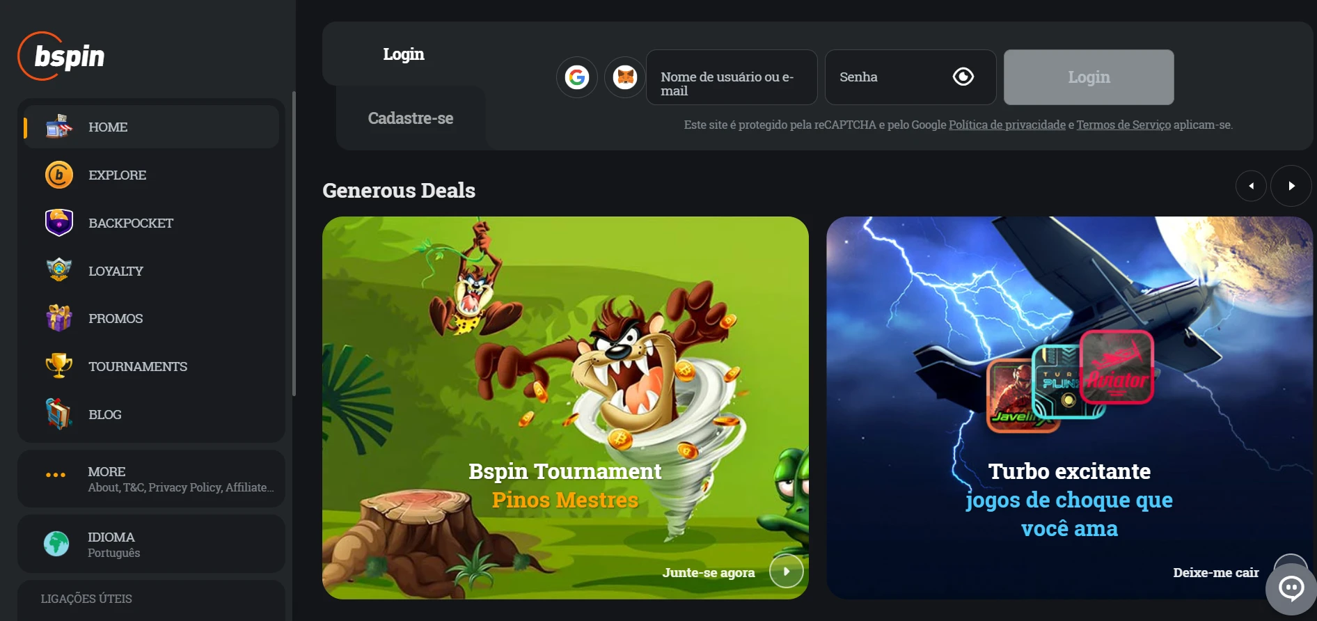 Bspin.io Casino Screenshot