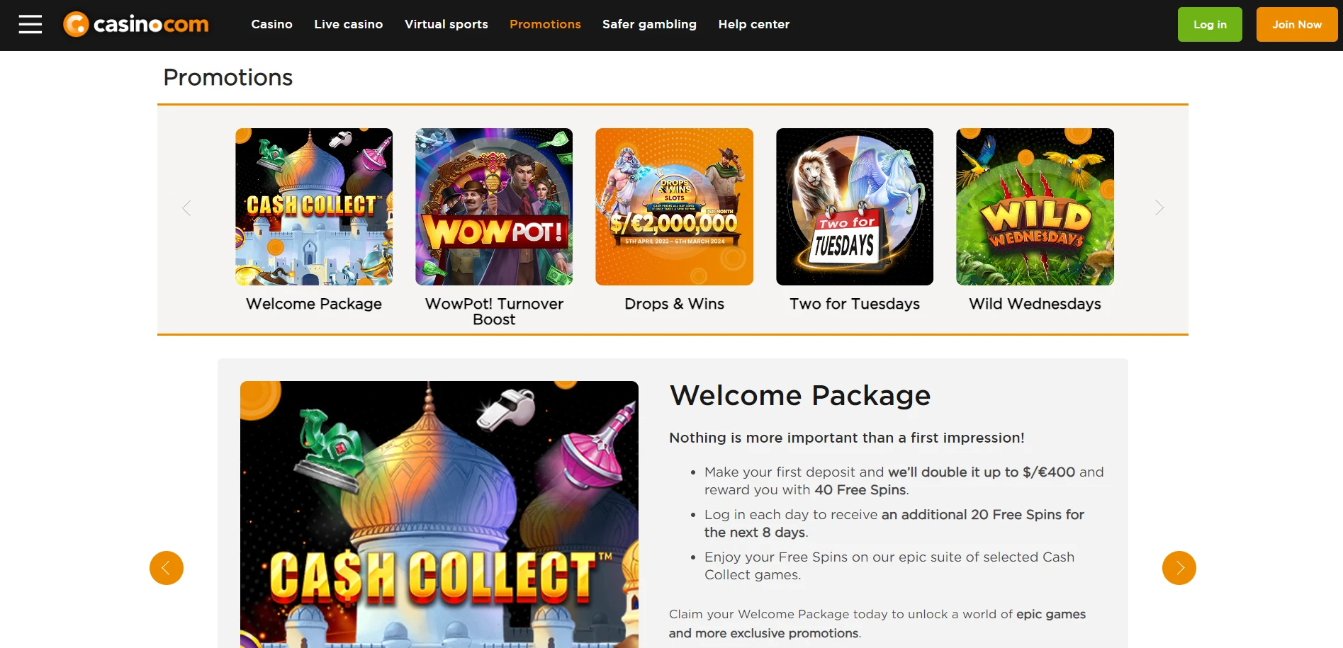 Casino.com Screenshot