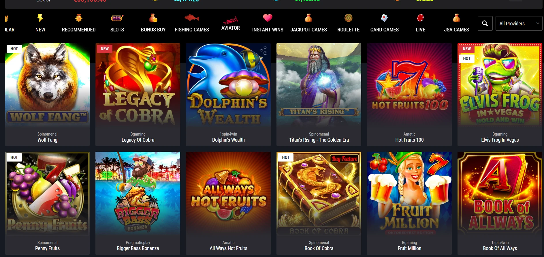 Cobra Casino Screenshot