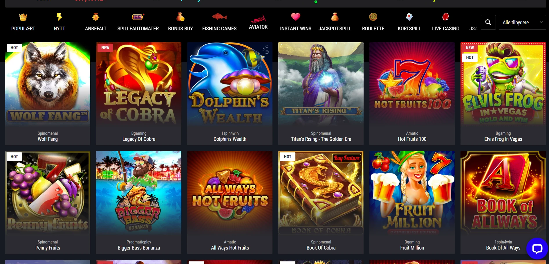 Cobra Casino Screenshot