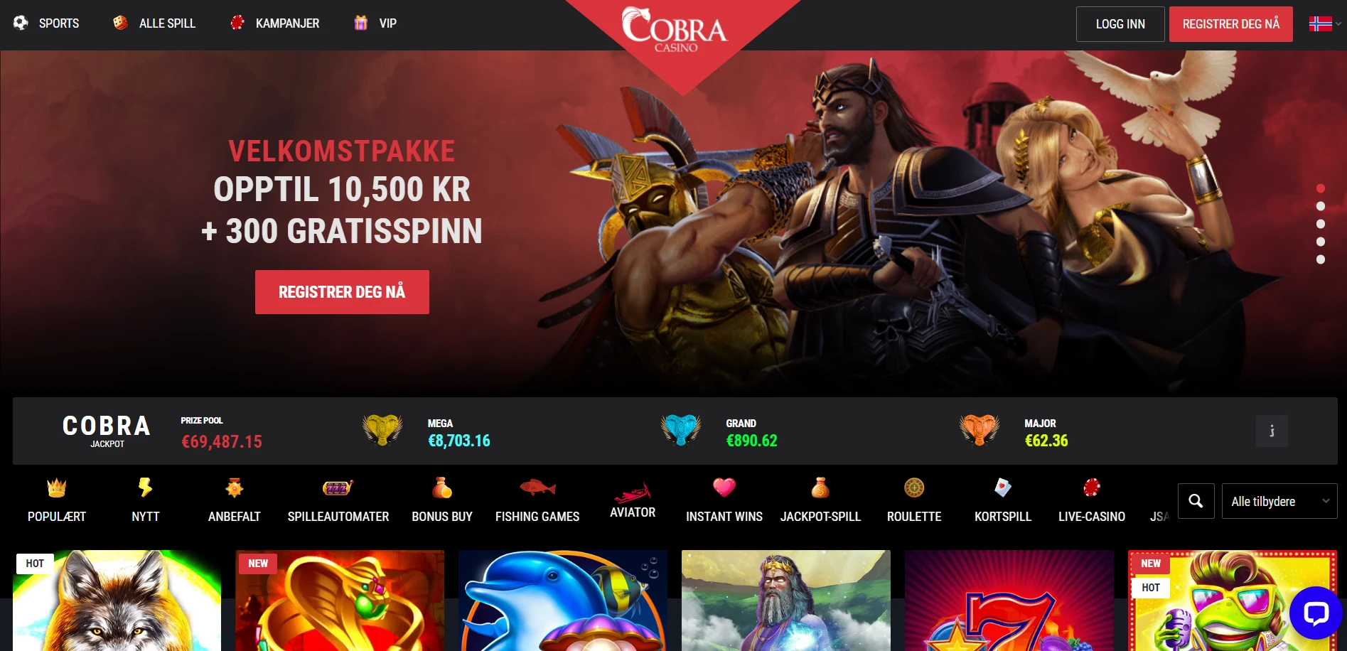 Cobra Casino Screenshot