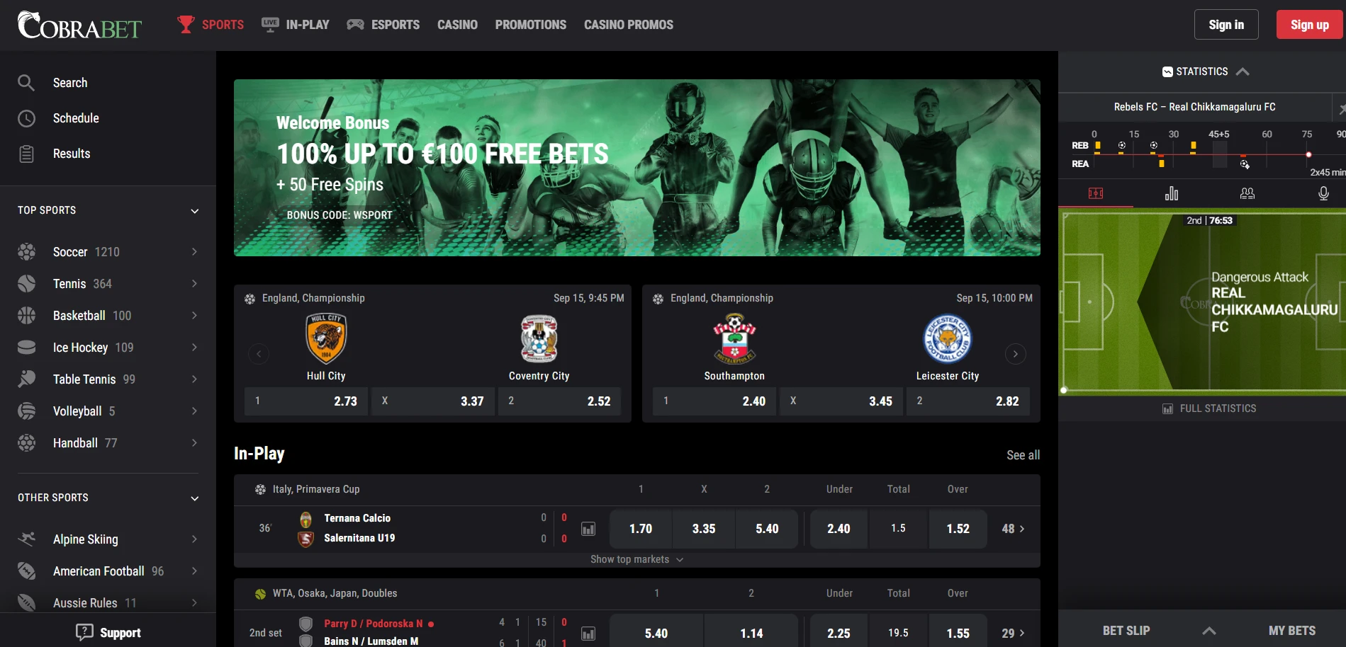 Cobra Casino Screenshot