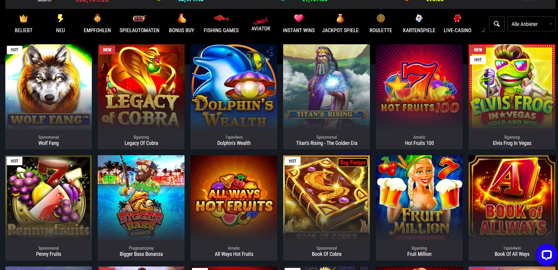 Cobra Casino Screenshot