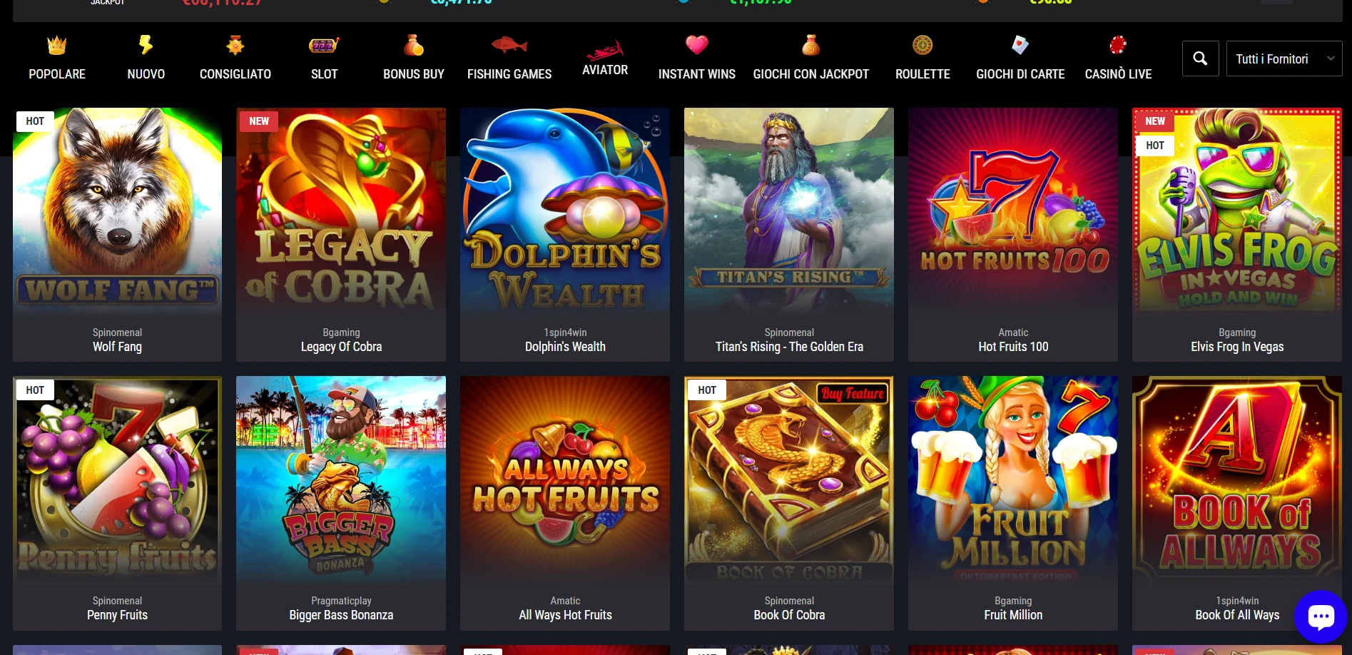 Cobra Casino Screenshot