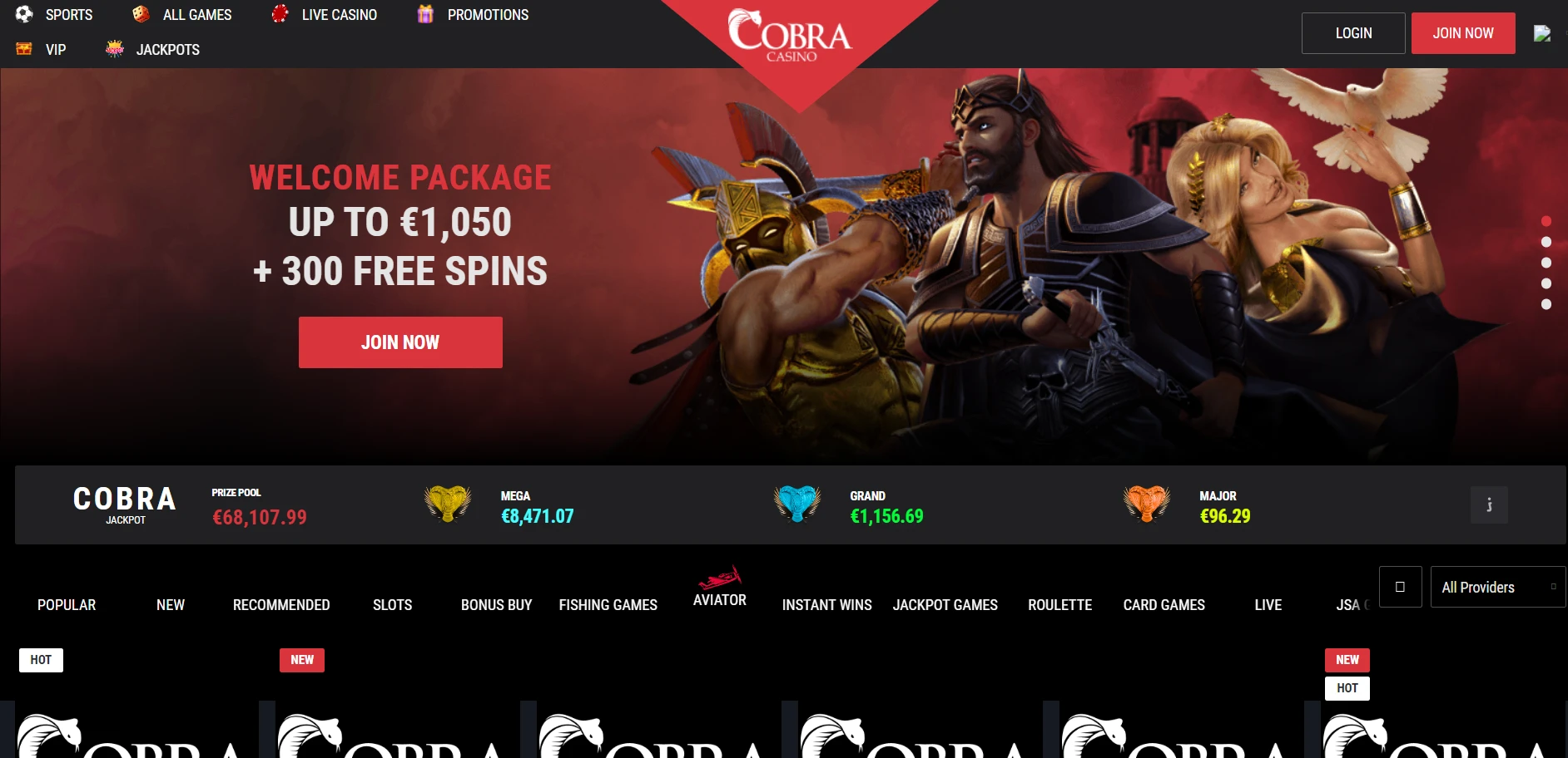 Cobra Casino Screenshot