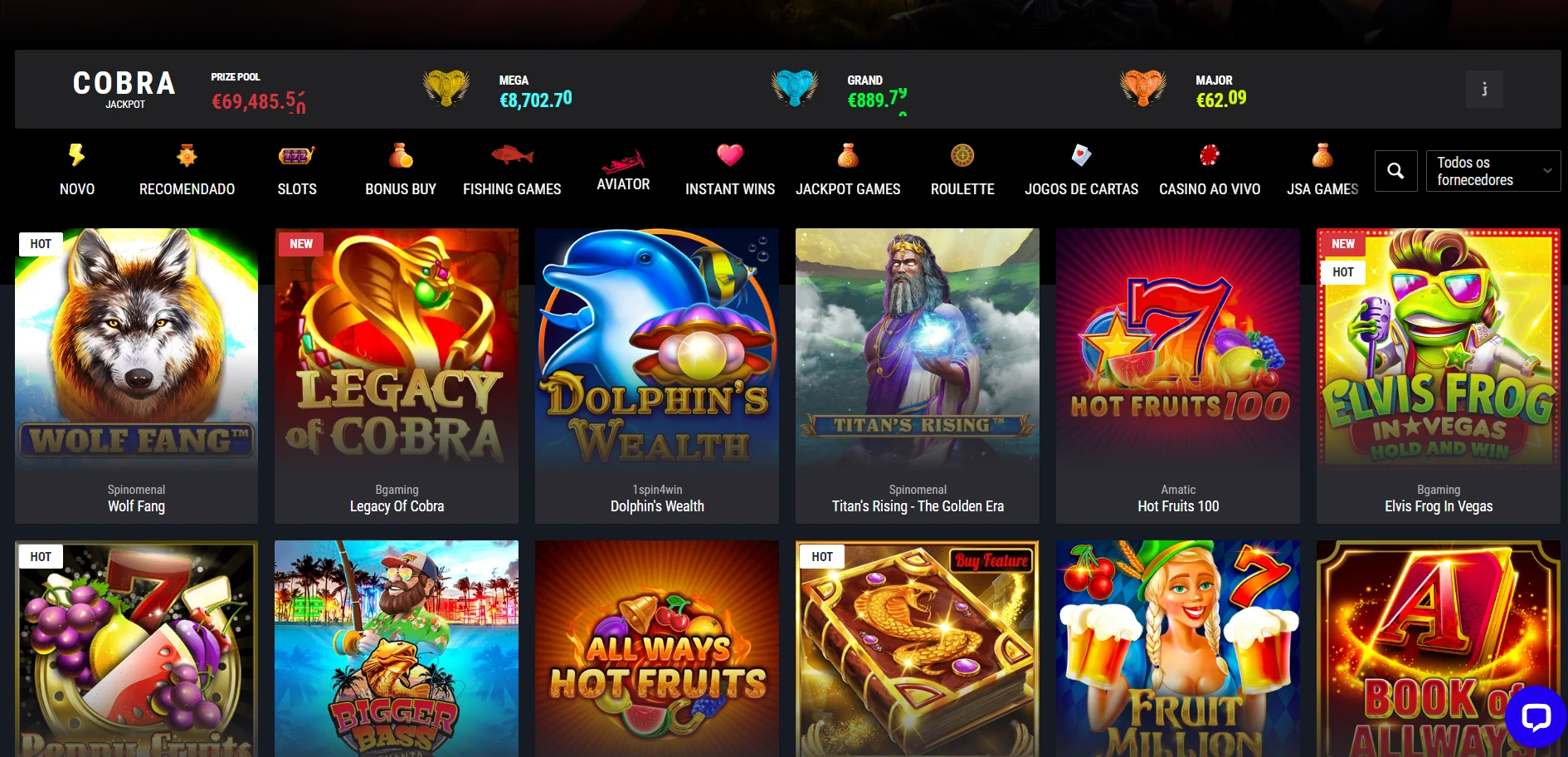 Cobra Casino Screenshot