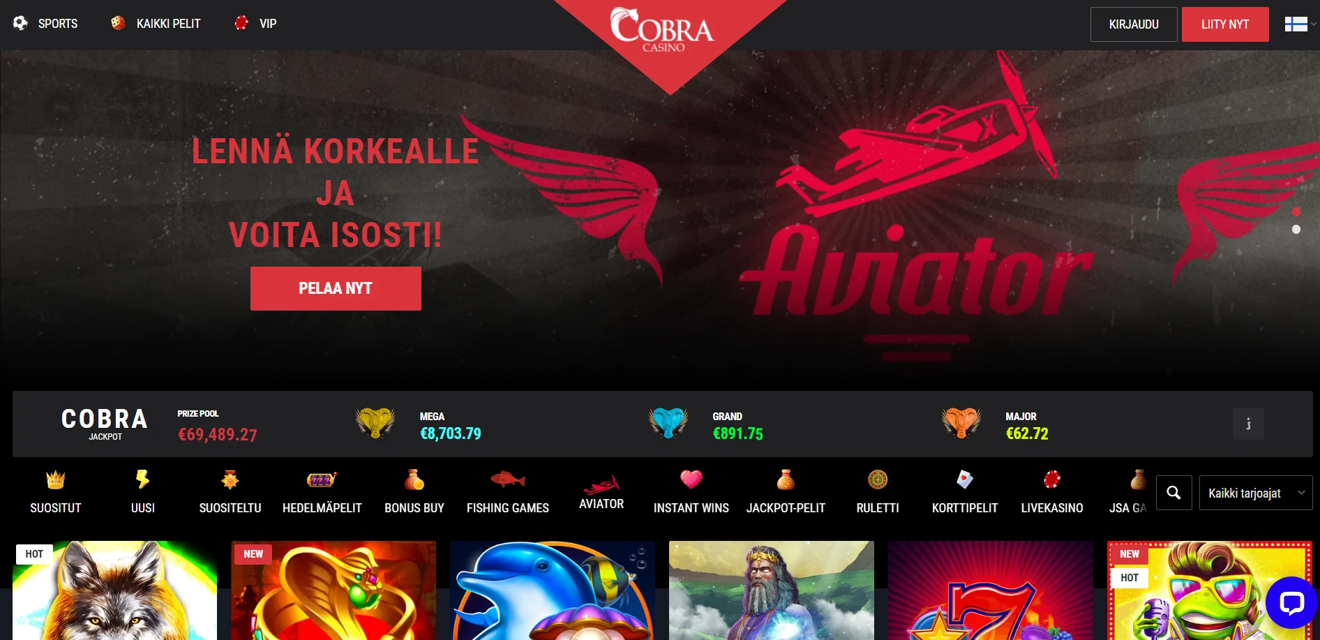 Cobra Casino Screenshot