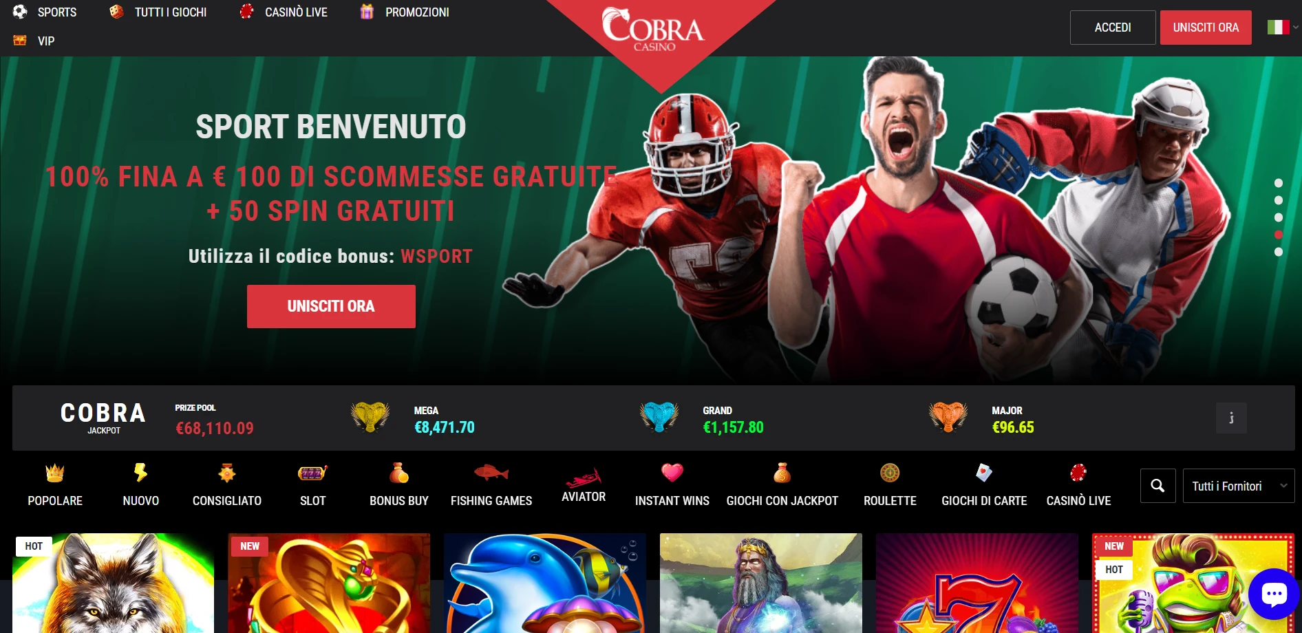 Cobra Casino Screenshot