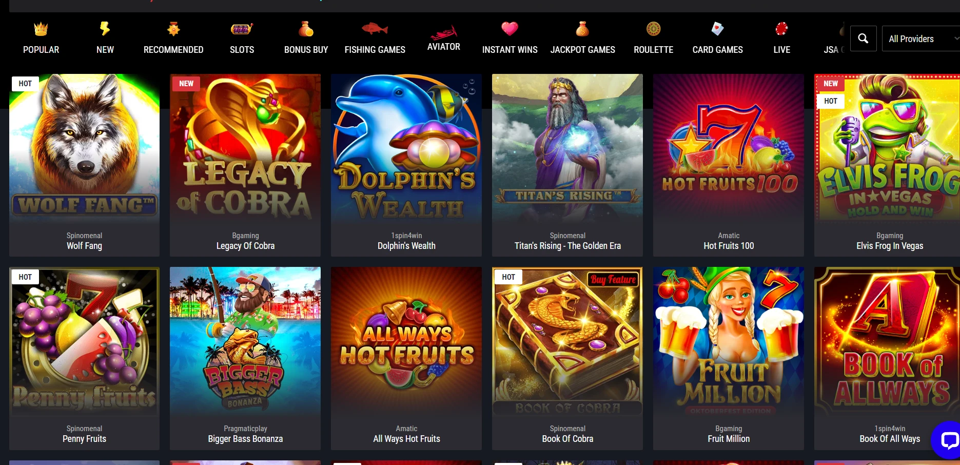 Cobra Casino Screenshot