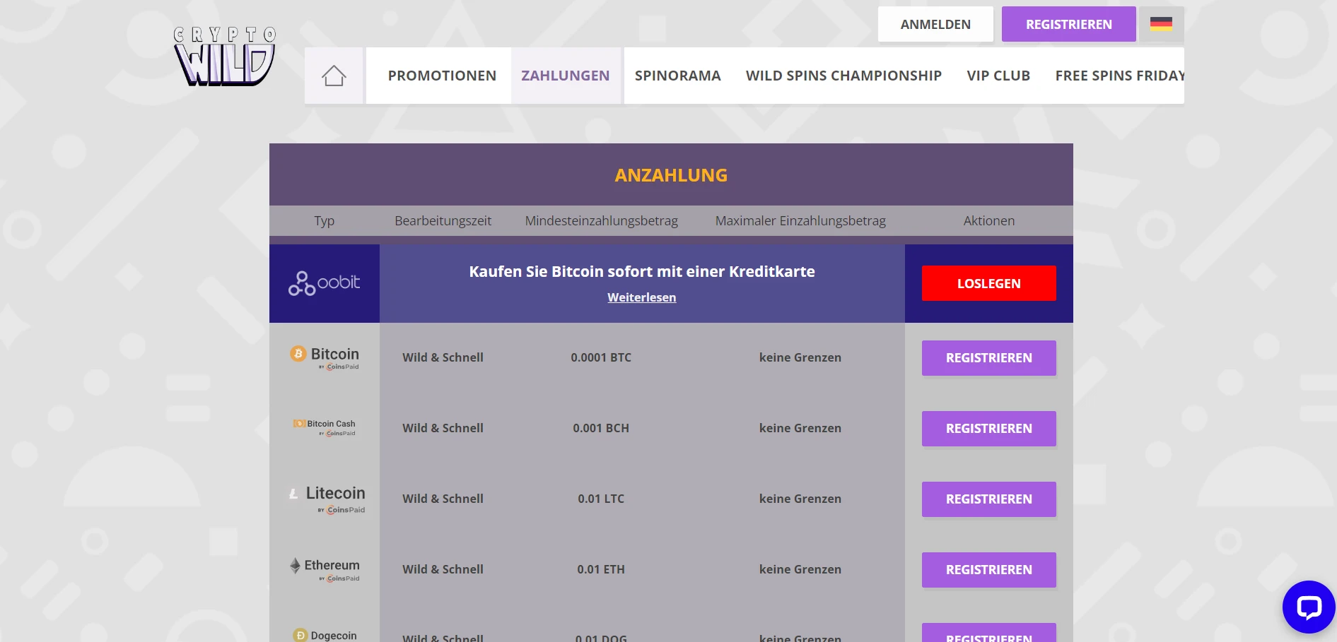 CryptoWild Casino Screenshot