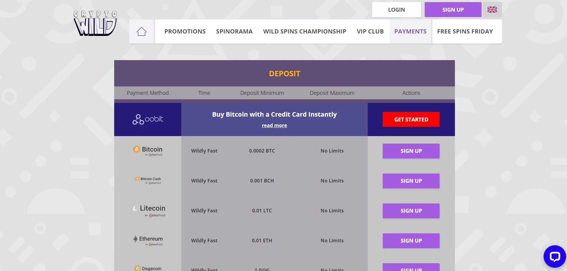 CryptoWild Casino Screenshot