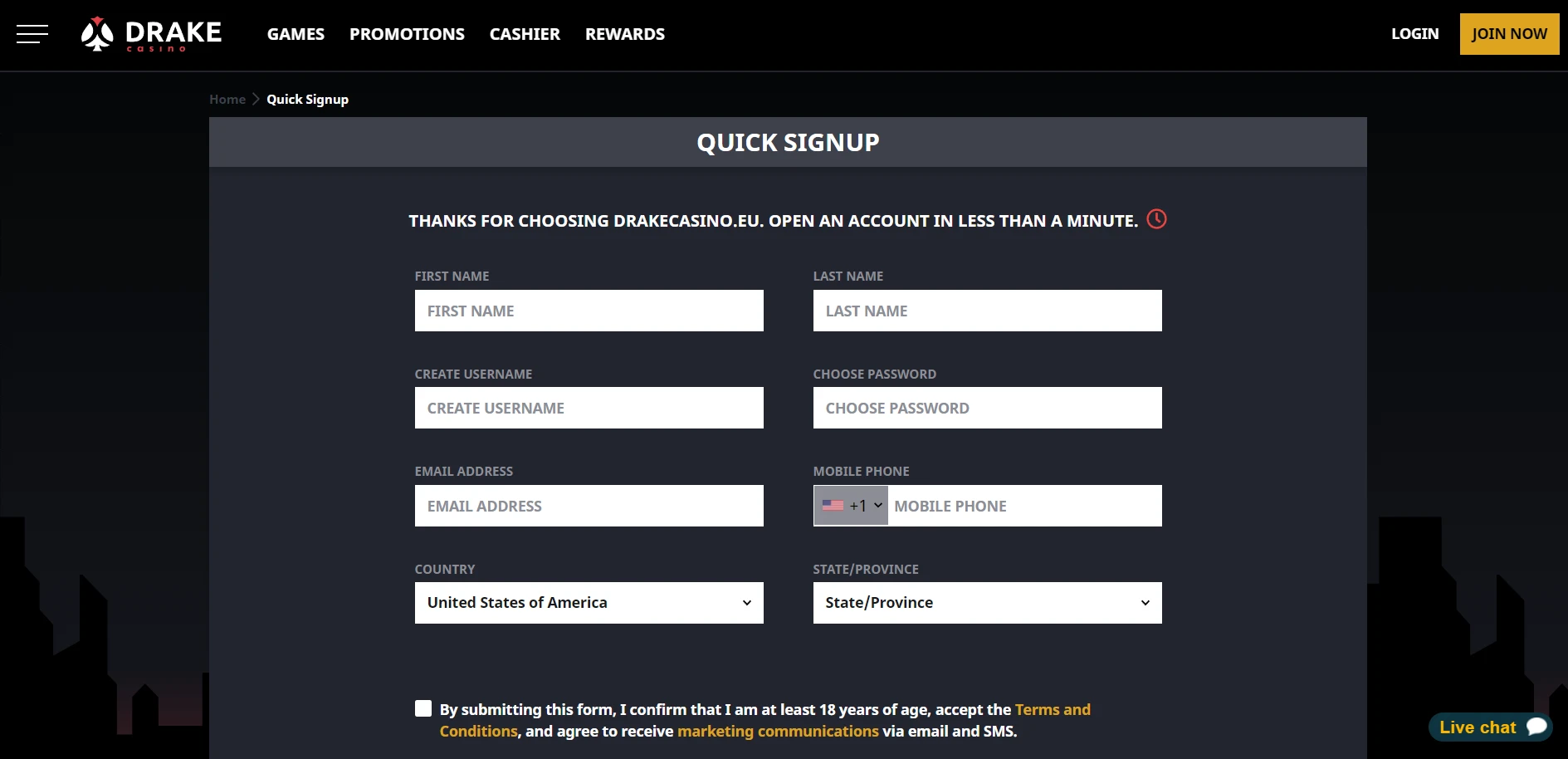 Drake Casino Screenshot
