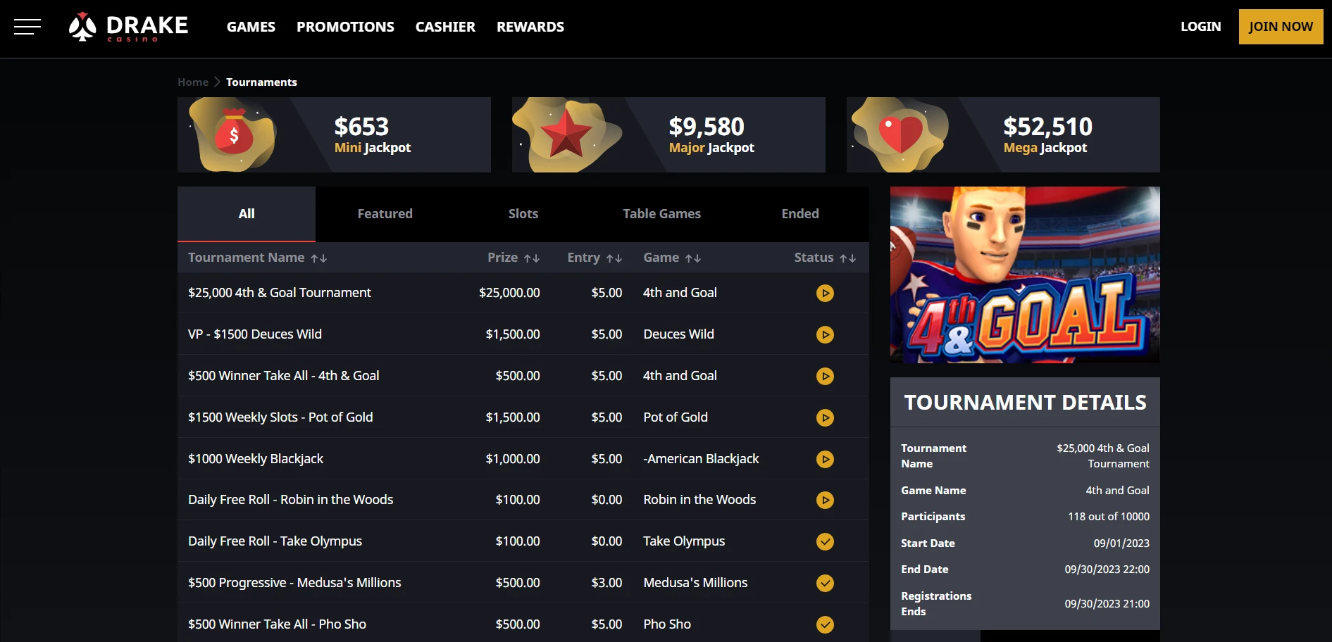 Drake Casino Screenshot