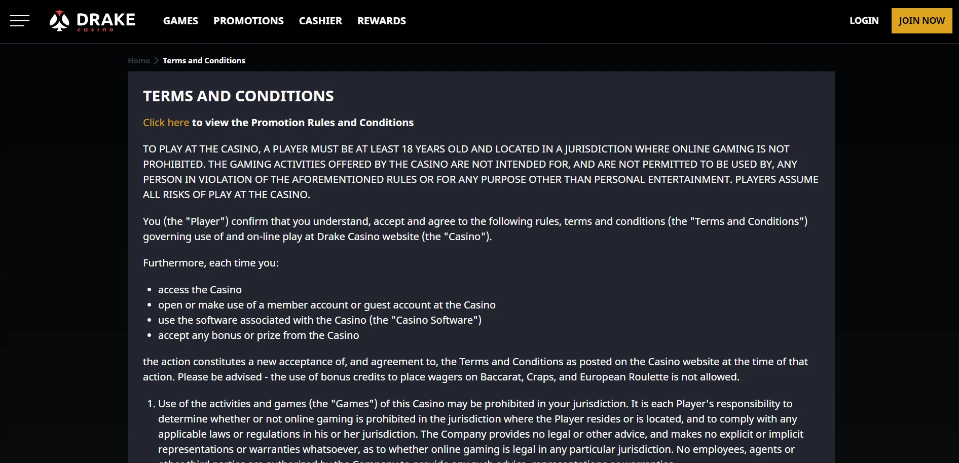 Drake Casino Screenshot