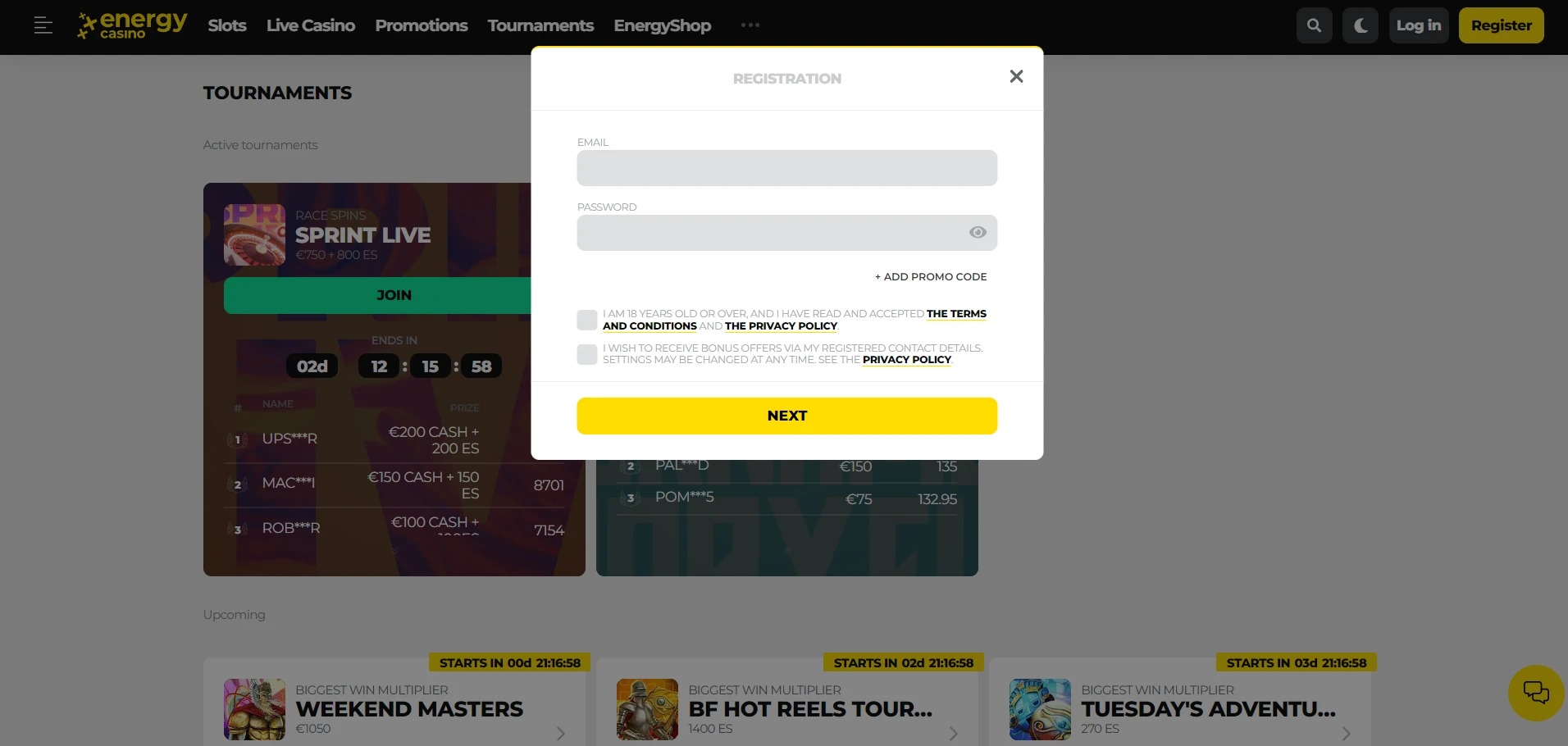 Energy Casino Screenshot