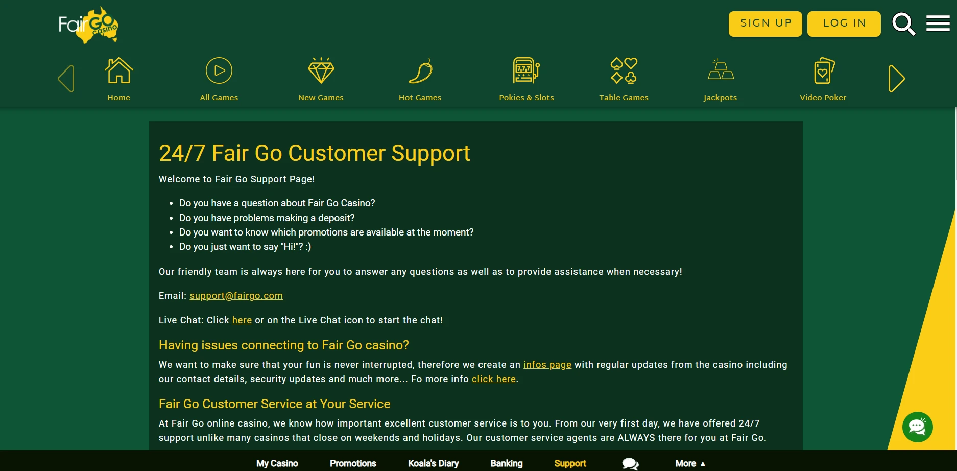 Fair Go Casino Screenshot
