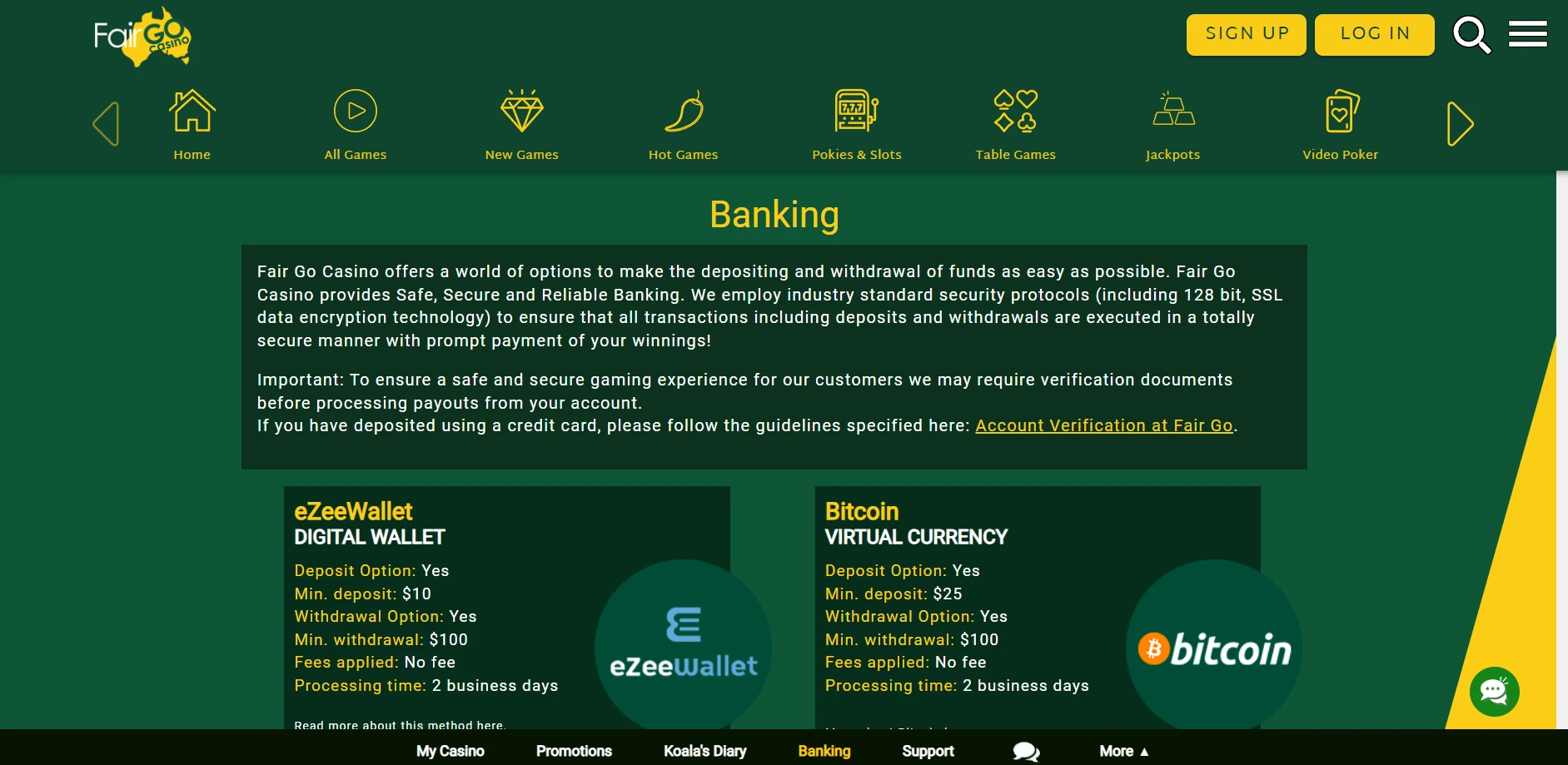 Fair Go Casino Screenshot