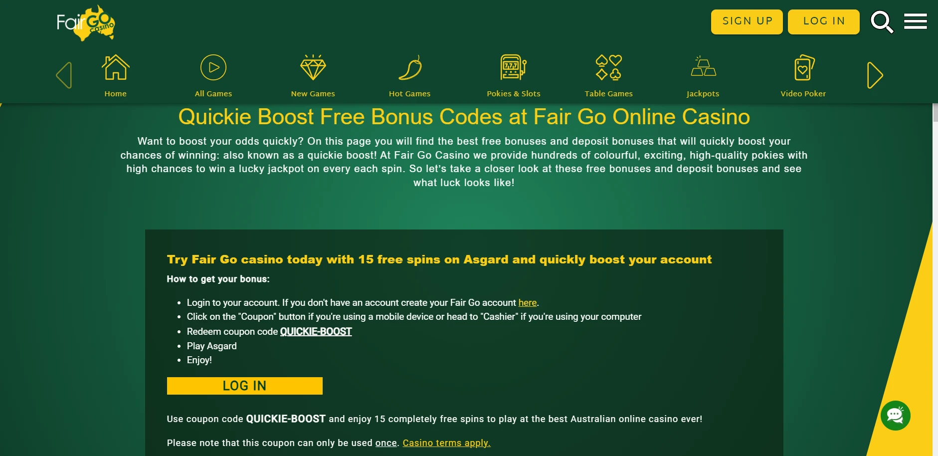 Fair Go Casino Screenshot