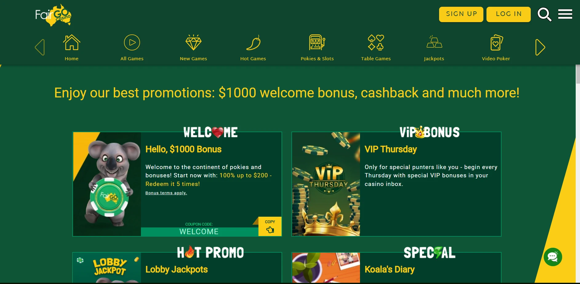 Fair Go Casino Screenshot