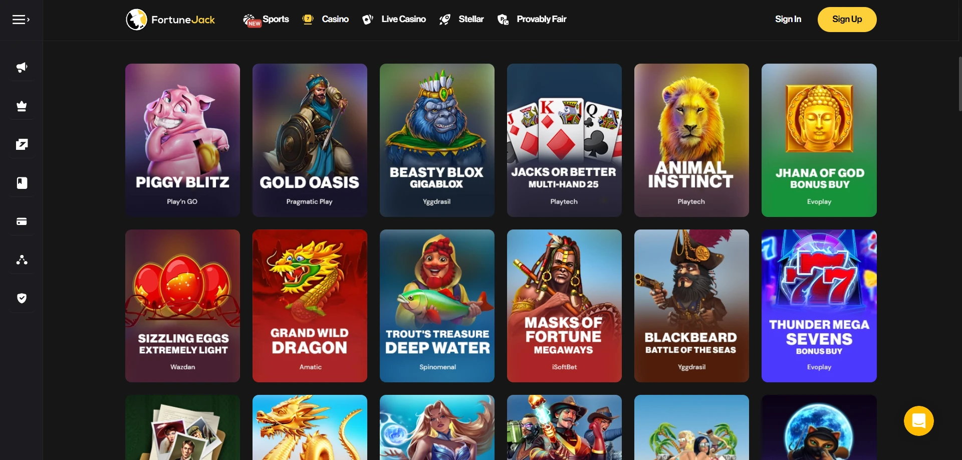 FortuneJack Casino Screenshot