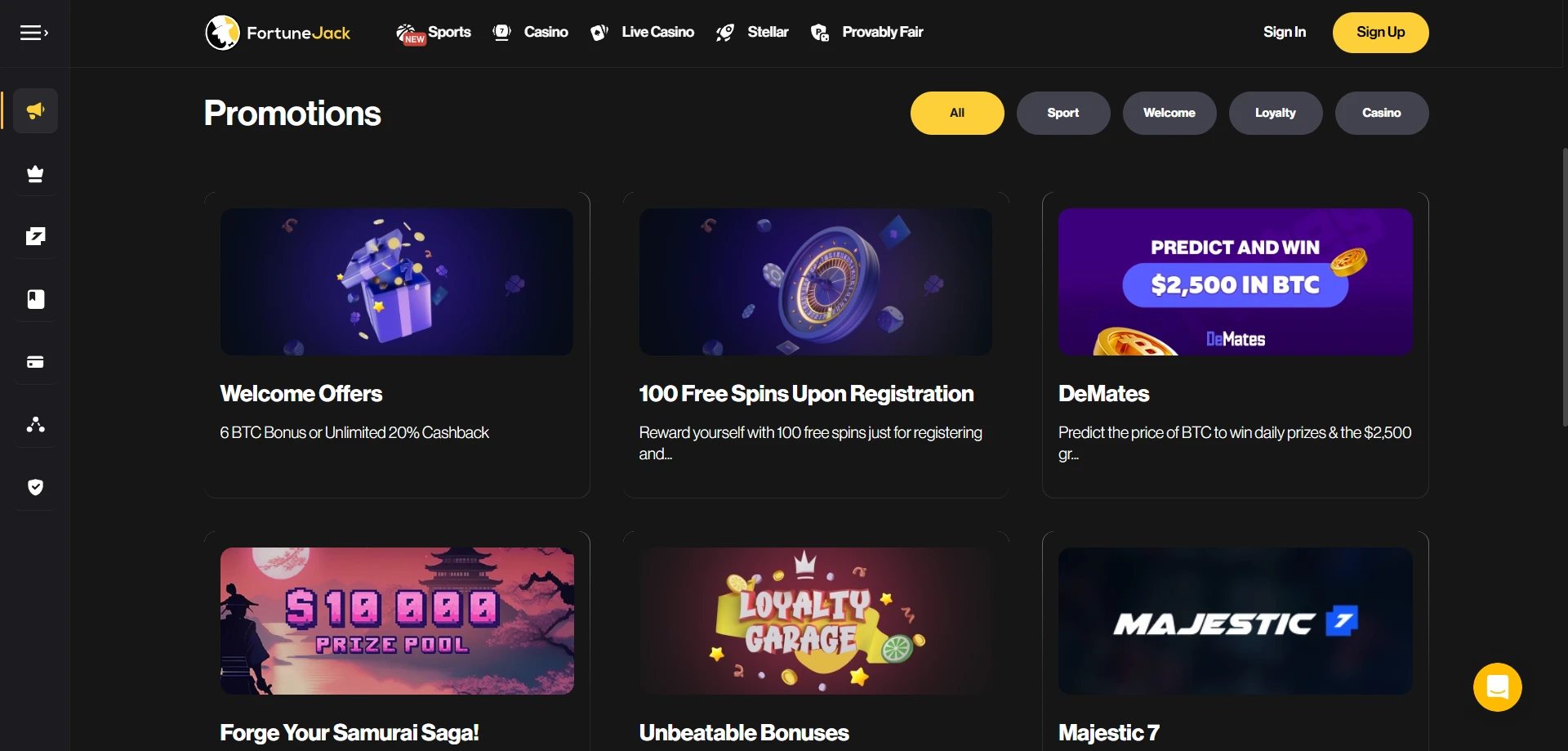 FortuneJack Casino Screenshot