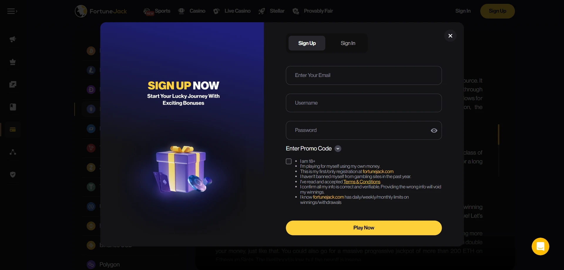 FortuneJack Casino Screenshot