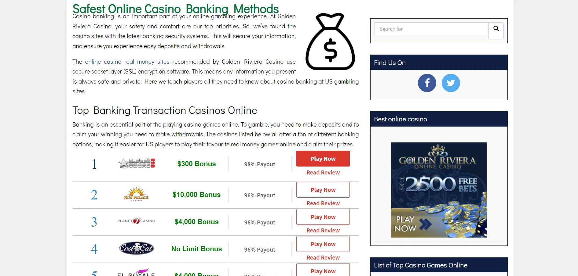 Golden Riviera Casino Screenshot