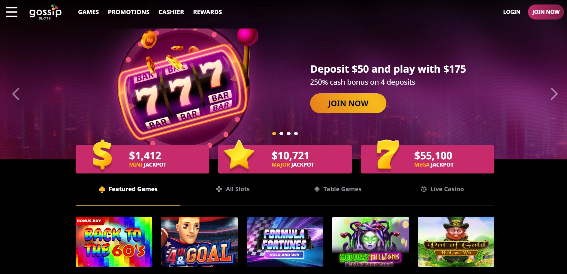 Gossip Slots Casino Screenshot