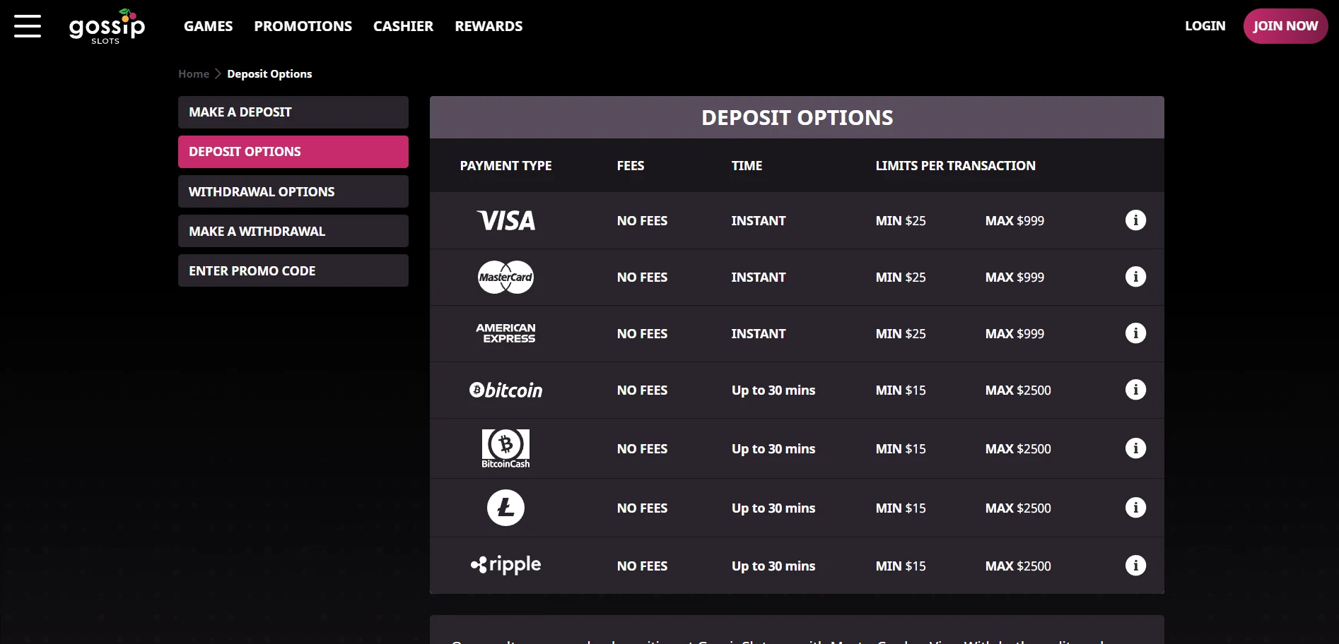 Gossip Slots Casino Screenshot
