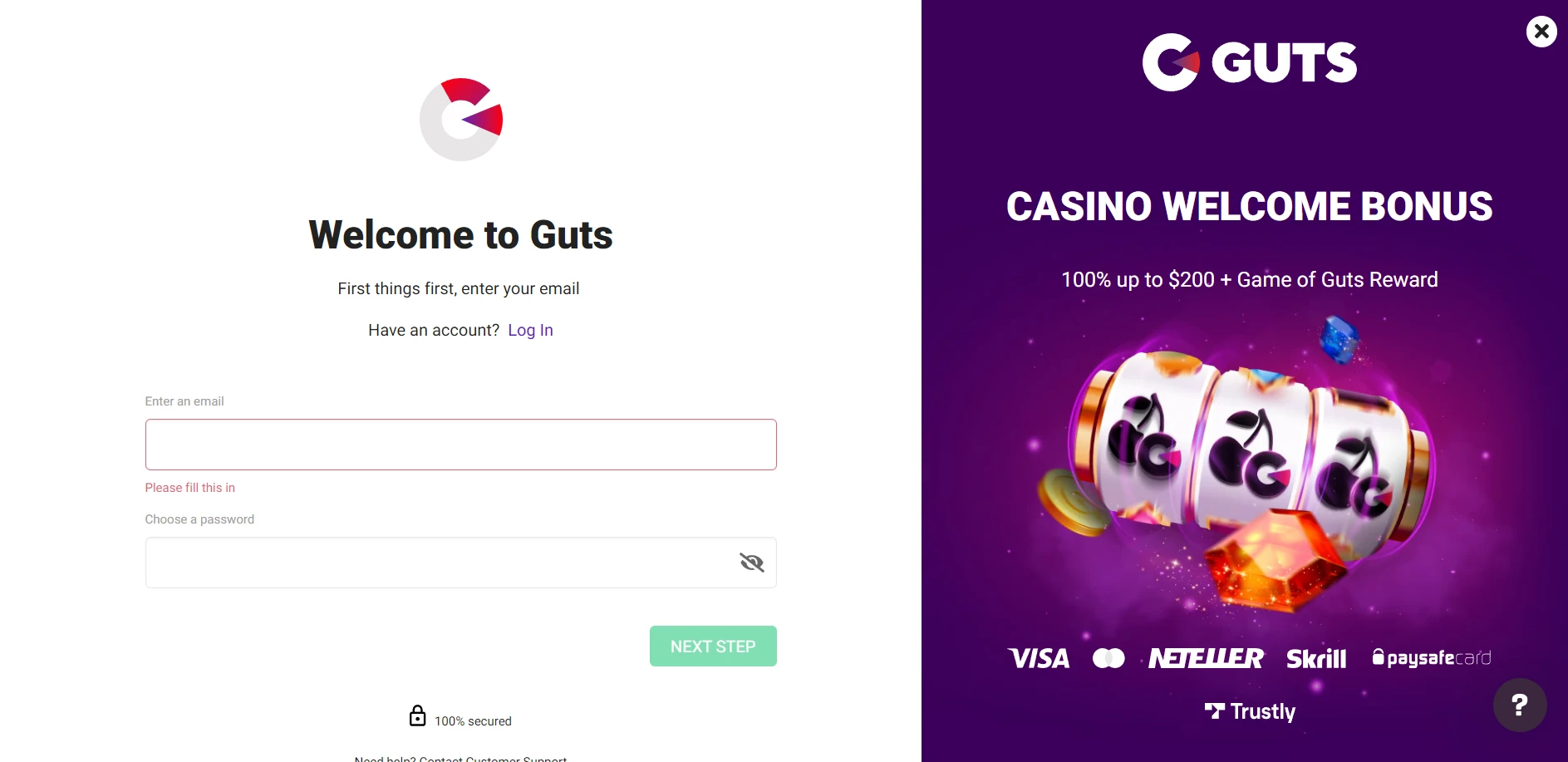 Guts Casino Screenshot