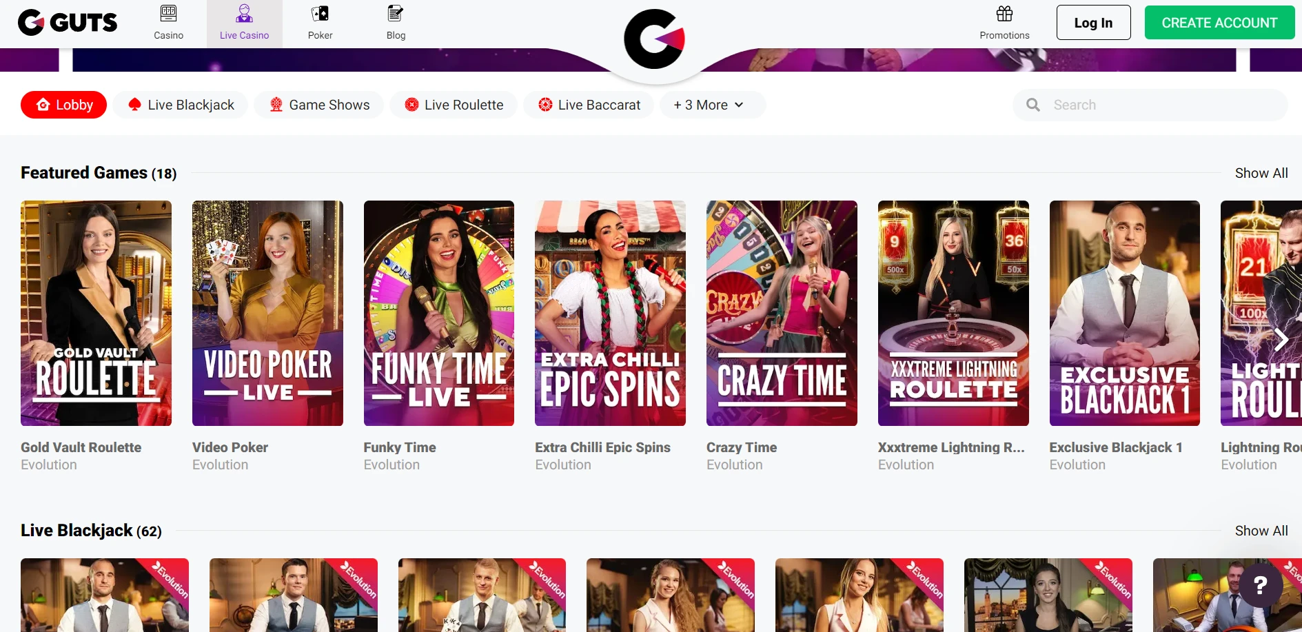 Guts Casino Screenshot