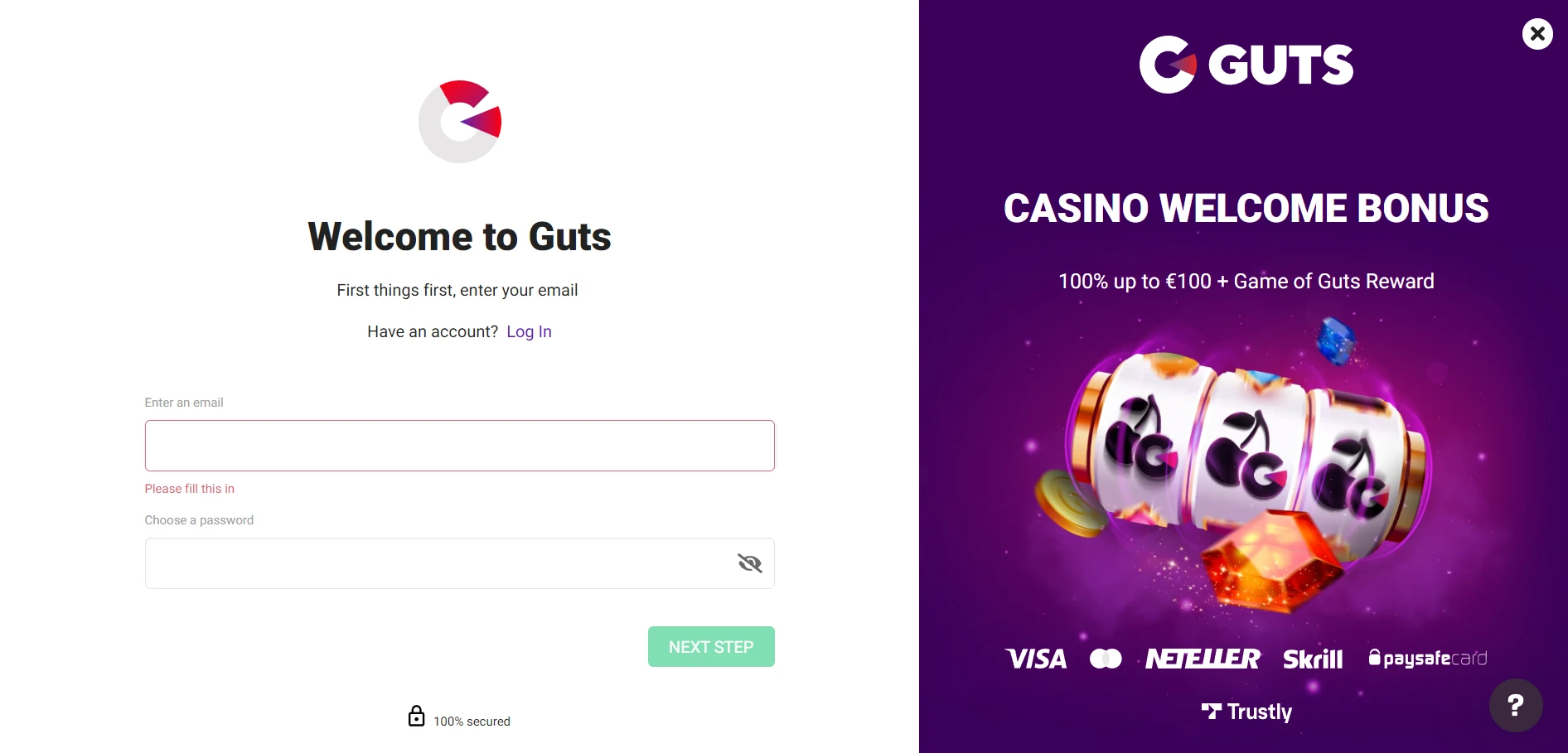 Guts Casino Screenshot