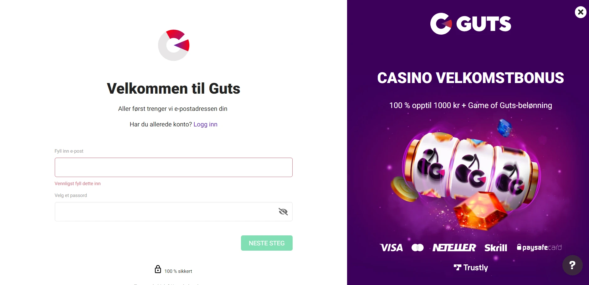 Guts Casino Screenshot
