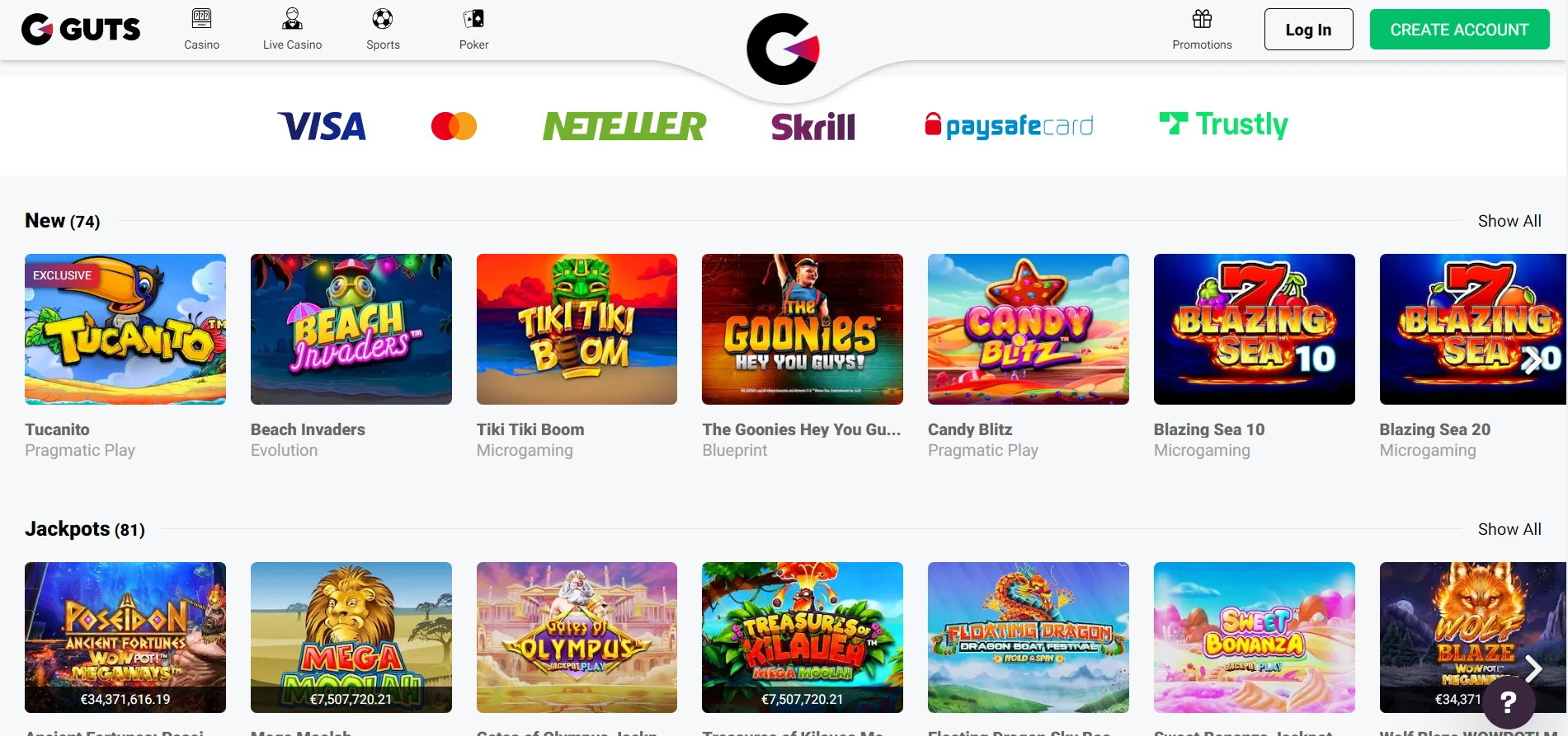 Guts Casino Screenshot