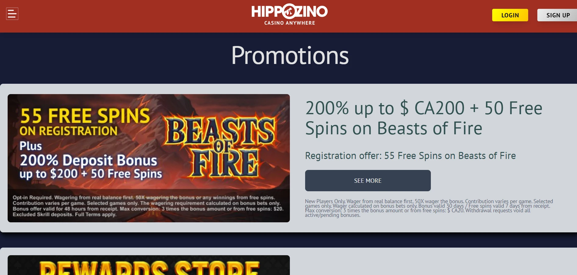 Hippozino Casino Screenshot