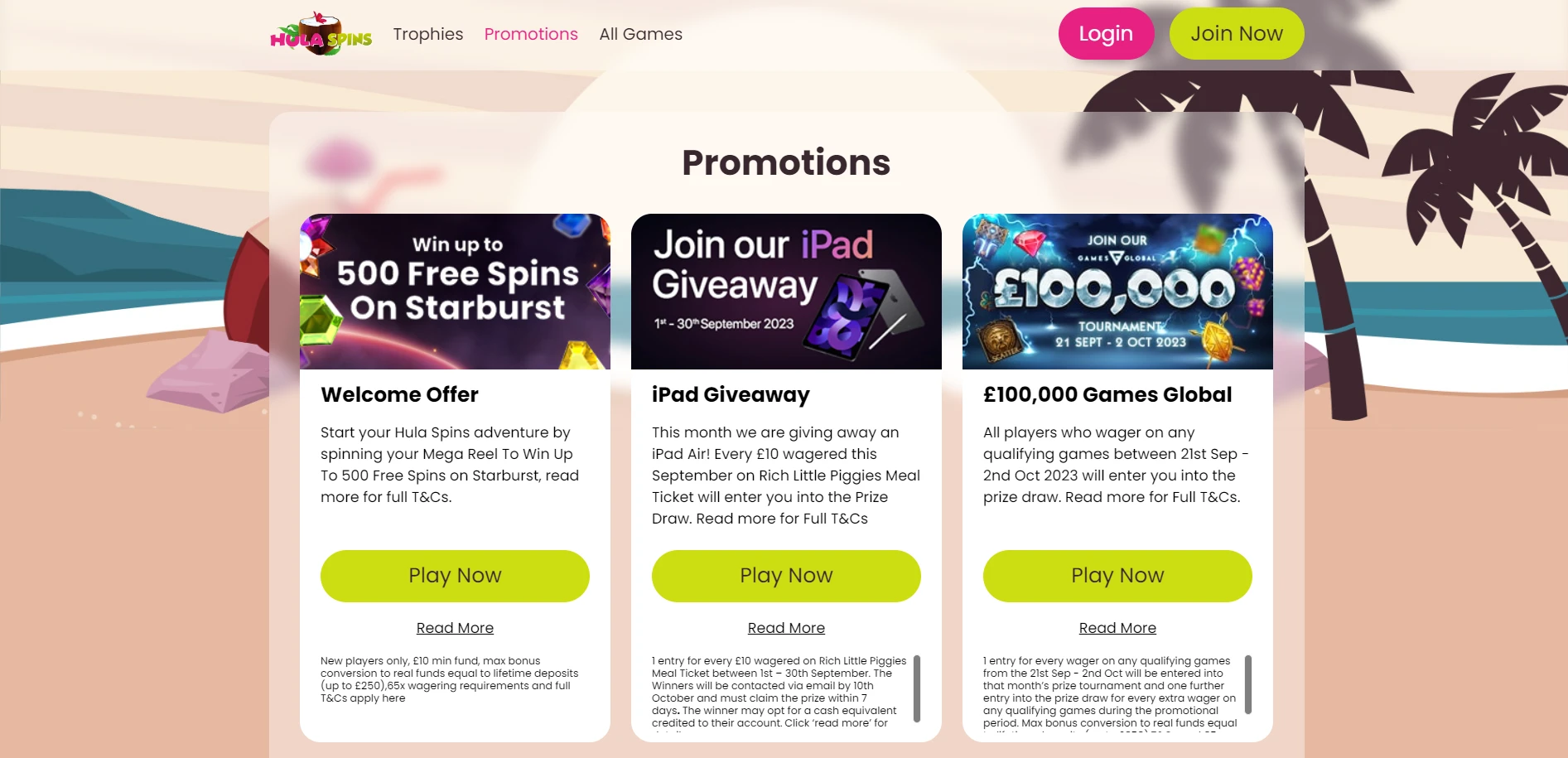 Hula spin Casino Screenshot