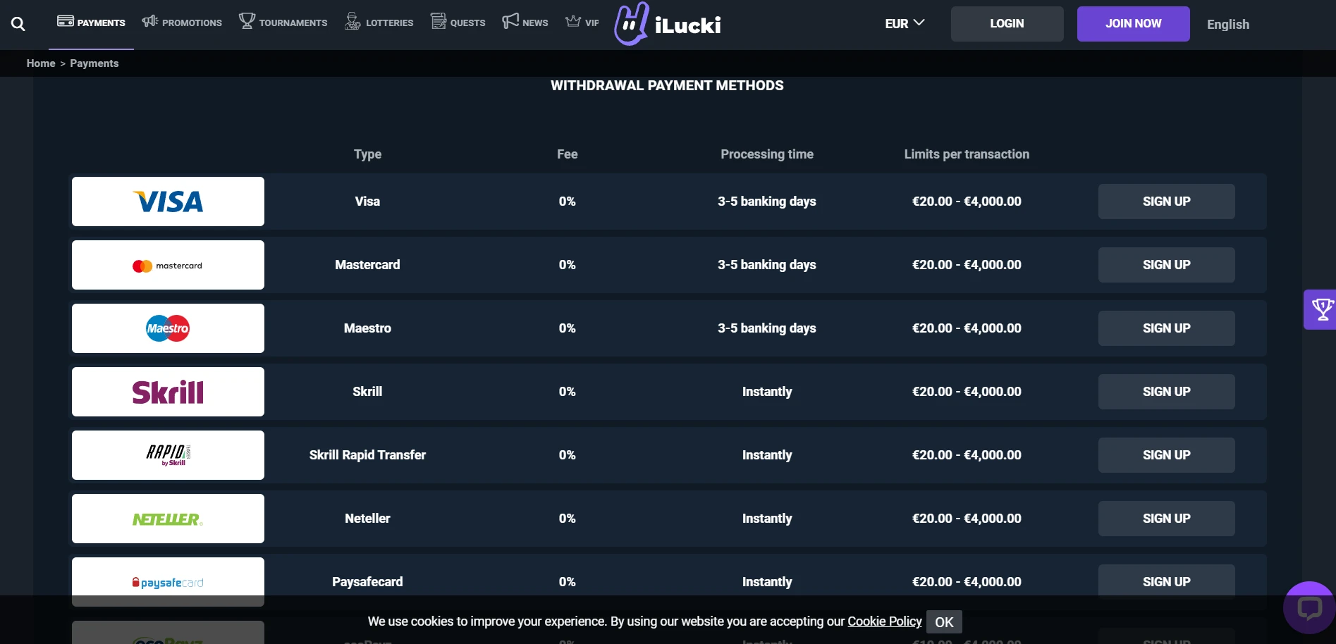 iLucki Casino Screenshot