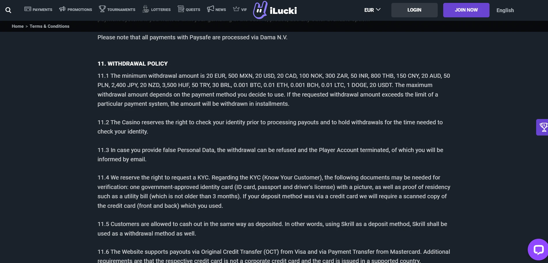 iLucki Casino Screenshot