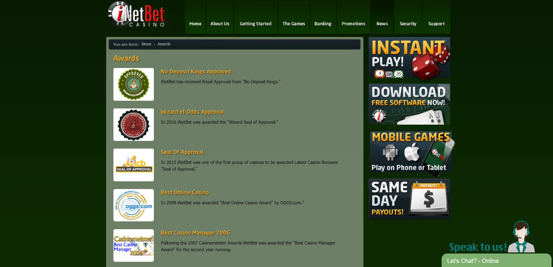 INetBet Casino Screenshot