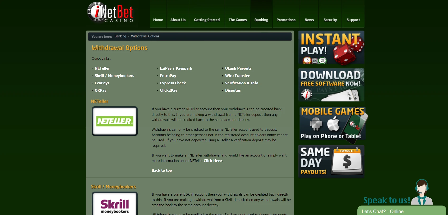 INetBet Casino Screenshot