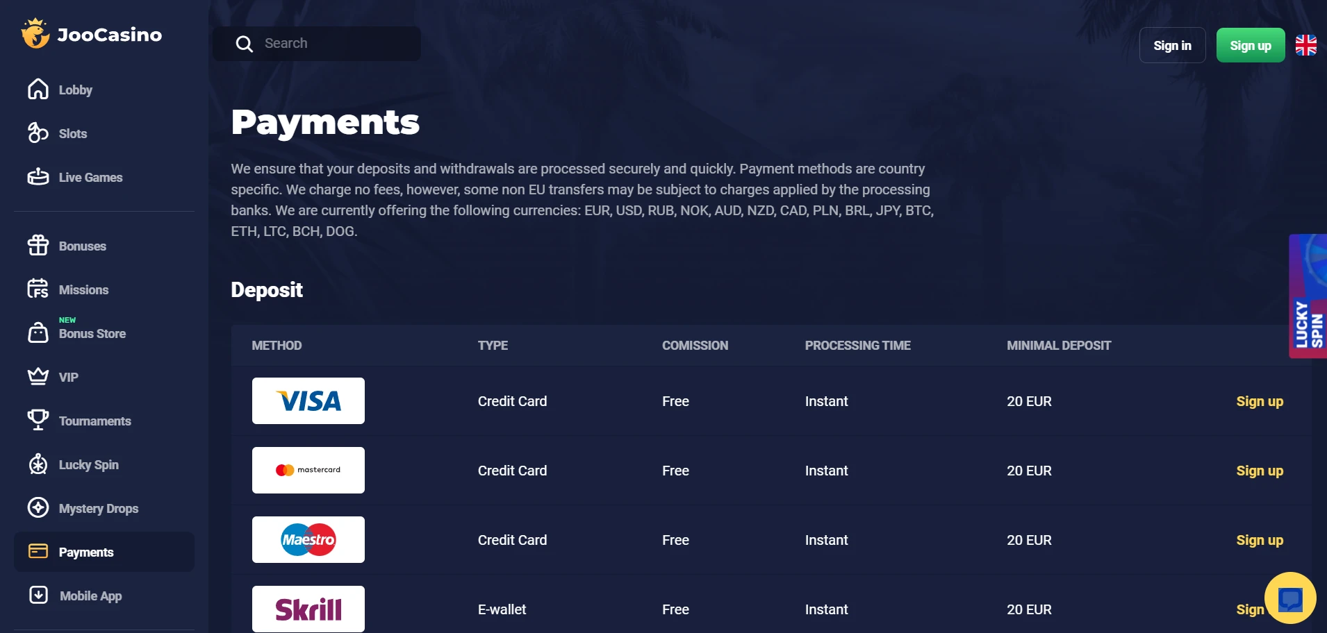 Joo Casino Screenshot