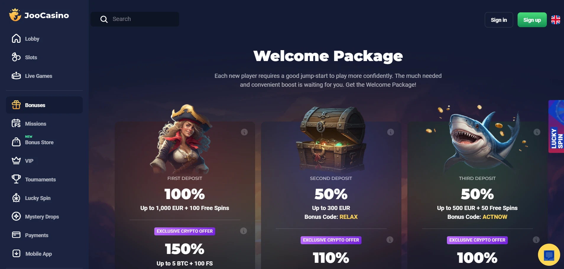 Joo Casino Screenshot