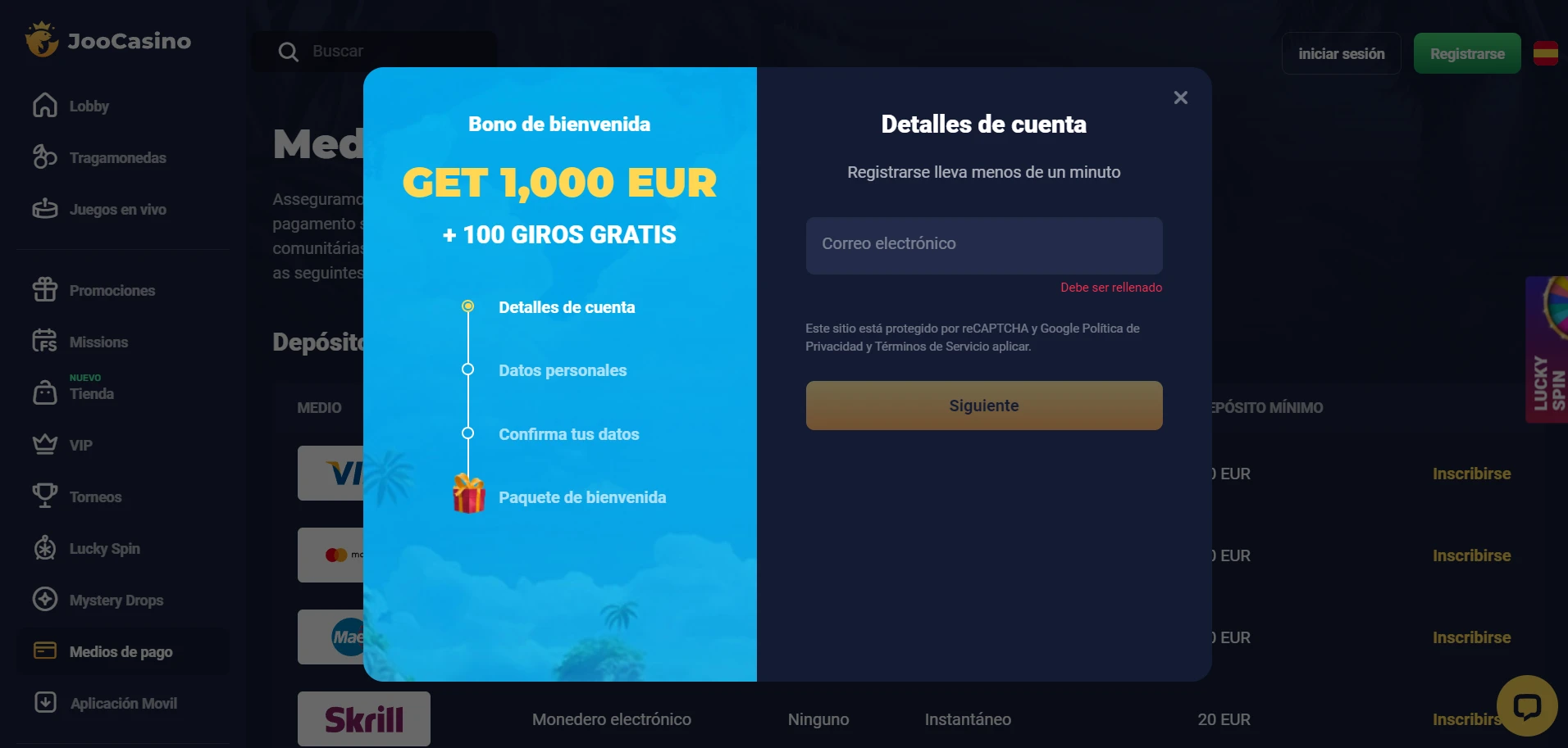 Joo Casino Screenshot