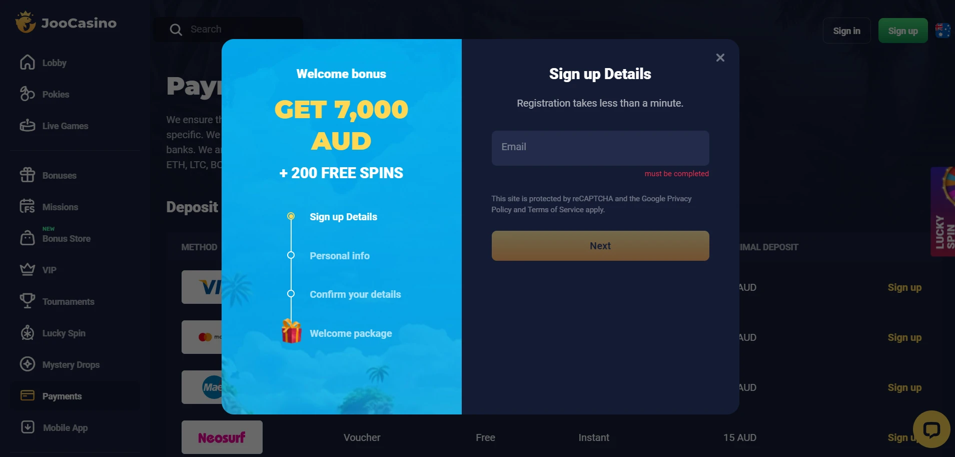 Joo Casino Screenshot